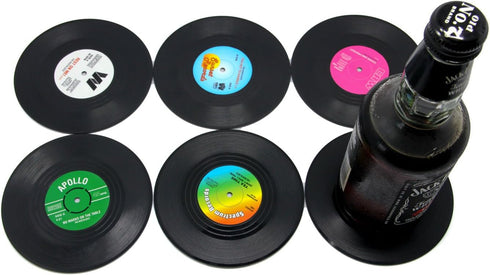 Coaster Vinyl Record Disk Coasters for Drinks, Tabletop Protection, Prevents Furniture Damage (6 PCS)