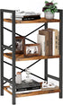 Homeiju Bookshelf, 3 Tier Industrial Bookcase, Metal Small Bookcase for Living Room and Home Office