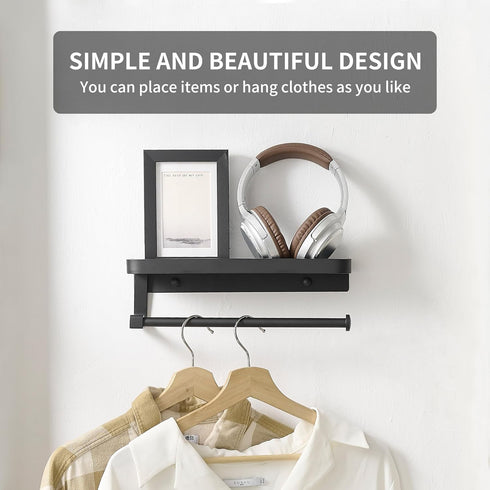 JOOM Hand Towel Holder for Bathroom -Paper Towel Holder Wall Mount - for Bathroom Black Paper Towel Holder with Shelf