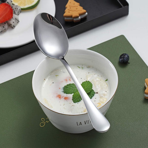 Kyraton 6 Pieces 7.5" Stainless Steel Dinner Spoons, Soup and Dessert Spoons Set