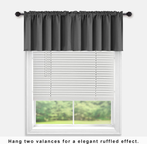 KOUFALL Basement Window Curtains, 18 Inch Length Small Blackout Mini Blinds for Transom Windows, Charcoal Dark Grey