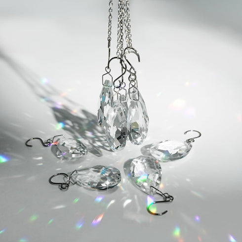 10pcs 38mm Crystal Sun Catcher, Hanging Clear Teardrops Chandelier Crystals Parts Prisms Pendants with Hook for Windows