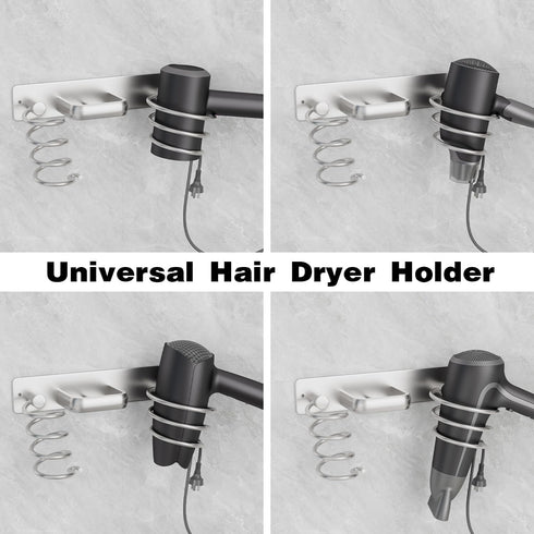 hicorfe Hair Dryer Holder 3 in 1, Wall Mounted Organizer for Bathroom Bedroom Hair Care Styling Tools