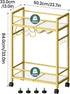 2 Bar Cart, Serving Cart for Home, Microwave Cart, Drink Cart, Wine Cart with Mirrored Shelves, Wine Holders, Glass