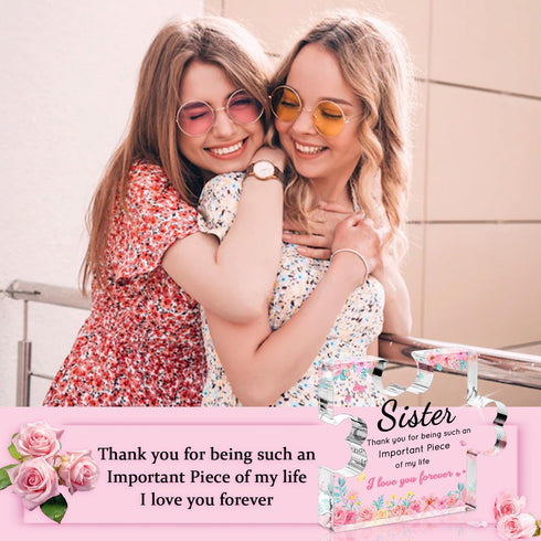 4.73.8 inch, Sister Birthday Gifts, Mothers Day Gifts for Sister - Acrylic Puzzle Piece Plaque Sister Gifts from