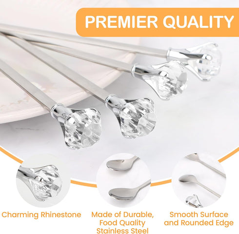kilofly Rhinestone Party Stir Bar Spoon, Value Pack, Set of 4