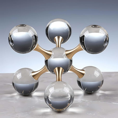 GyOnyx 5.5 inch Transparent Golden Crystal Ball, Modern Western House Decorations Aesthetic, Gold Table Decor