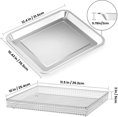 Stainless Steel Baking Tray Pan and Air Fryer Basket for Cuisinart Airfryer TOA-060 and TOA-065