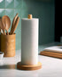Wooden Paper Towel Holder Countertop - Solid Beechwood Dispenser Stand with Anti-Skid Base