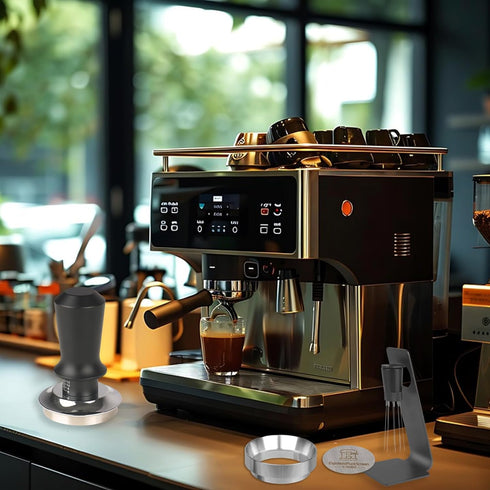 53mm Espresso Tamper Set, Dual-Spring Calibrated Coffee Tamper with WDT Tool and Magnetic Funnel