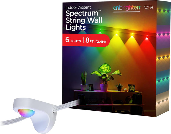 Enbrighten Spectrum Remote Controlled Indoor Accent Wall String Lights, Color Changing LED