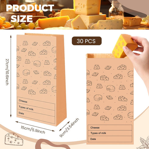 MotiMind 30 Count 10.6 6 Inches Cheese Storage Bags for Refrigerator x Cheese Paper Bags, Sandwiches, Wrapping