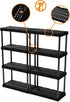 Gracious Living 4 Shelf Knect-A-Shelf, Ventilated Light Duty Storage Unit for Home, Garage, Basement, Black