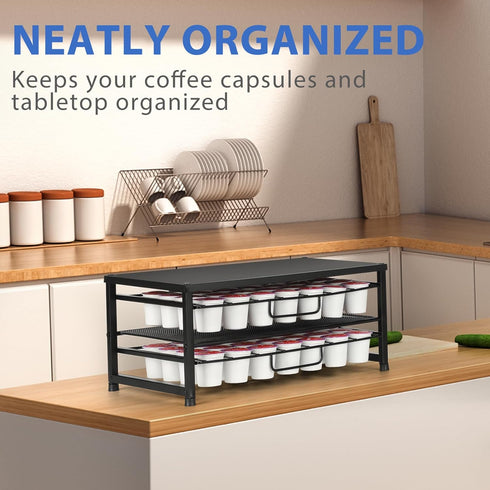 K Cup Holder Organizer for 70 Pods, 2-Tier Coffee Pod Holder for Keurig K-Cup with 2 Sliding Storage Drawers, Frosted