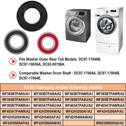 Washer Seal & Bearing Replacement Kit for Samsung DC97-17004A DC97-17004B DC97-17004E Washer Tub Drum Assembly