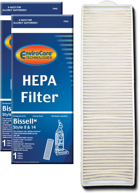 EnviroCare Premium Replacement Vacuum Cleaner HEPA Filter, Fits Bissell Style 8 & 14, 2 Filters
