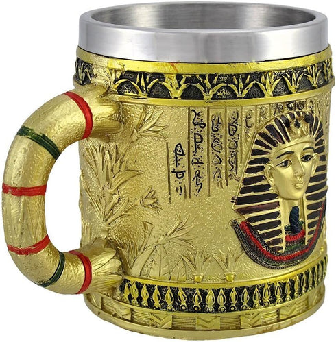 Egyptian Theme Golden King Tut Pharaoh of Egypt Dynasty Beer Stein, Great Gift for Ancient Egyptian Culture Lovers