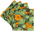 3dRose Art Nouveau Orange Nasturtium Flowers with Ladybirds, Ceramic Tile Coasters, Set of 4