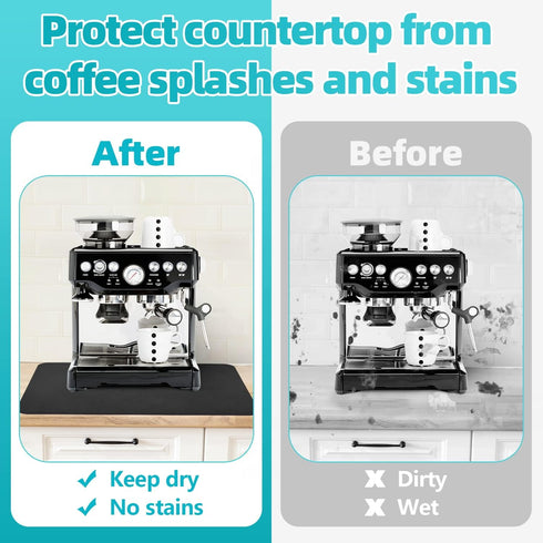 PoYang Coffee Mat, 16"x24" Rubber Backed Coffee Bar Mat, Absorbent Dish Drying Mat for Countertops (Black)