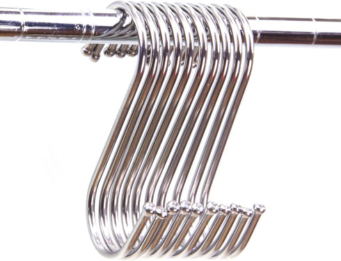 10 Pack Premium 4.5 inch Heavy Duty Stainless Steel S Hooks, Ideal for Hanging Pots, Pans, Plants