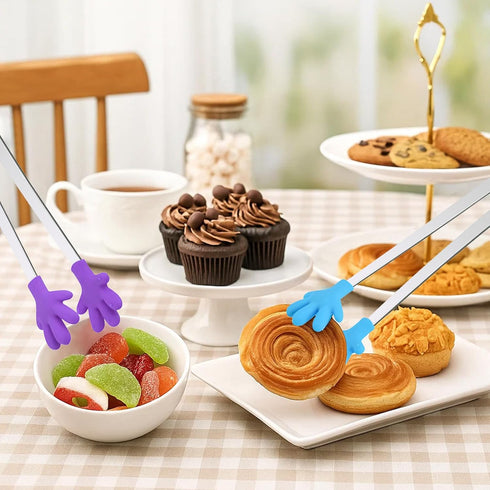 Shindel Small Tongs, 5.1 Inch Mini Tongs for Kids, Cute Kitchen Gadgets for Serving Snacks, Candy, Appetizers
