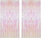 CCINEE 2pcs Metallic Foil Fringe Curtain - Transparent Pink Backdrop for Party Decoration