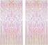 CCINEE 2pcs Metallic Foil Fringe Curtain - Transparent Pink Backdrop for Party Decoration