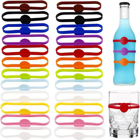YFLife Drink Markers Silicone, 24pcs Wine Glass Charms for Party Glasses, Identification for Drinks