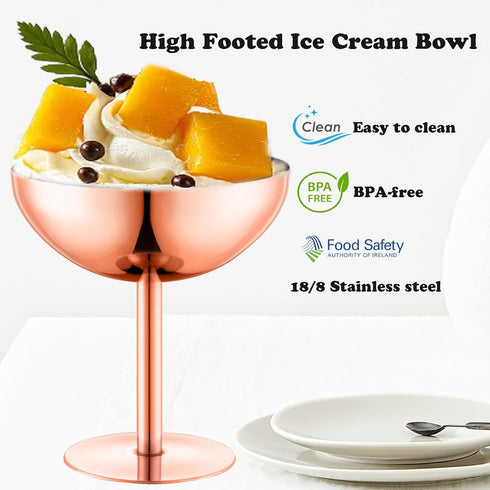 Frozen (1, Ice Cream Bowls Stainless Steel Dessert Cups with Spoons Reusable Footed Sundae Cups Ice Cream Cups