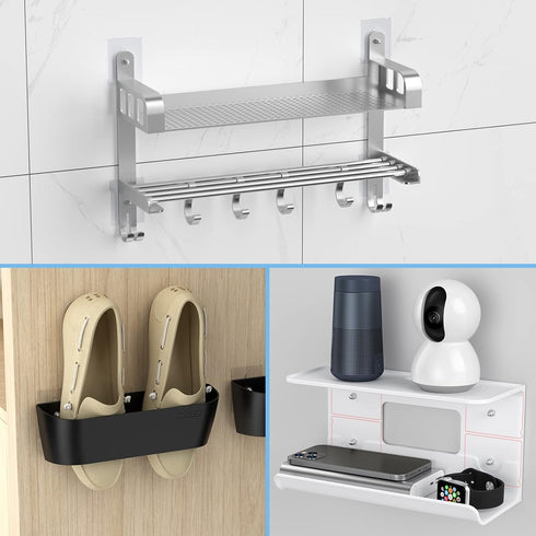 SMA01, SM02, SM03, SM05,SM06 Wall Mounted Shoe Rack Accessories Sticky Mounts, Adhesive Base,Locked by Nuts and Screws