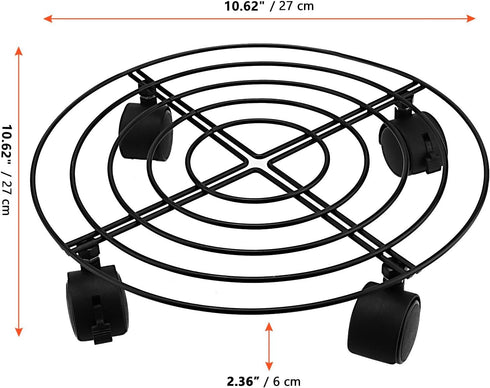 4 Pack 10.6 Inch SINJEUN Metal Plant Caddy, Rolling Potted Plant Dolly, Flower Pots Plant Stand with Lockable Wheels