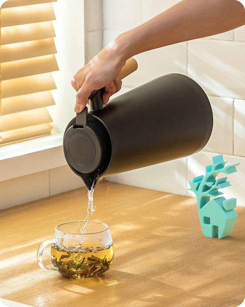 Baffect Thermal Coffee Carafe - Upgraded 34oz Plastic Double Wall Vacuum Insulated Flask for Hot or Cold Drinks