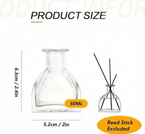SYBL 50ml/1.69 Oz Sets Fl Square Glass Diffuser Bottles, DIY Replacement Reed Diffuser Jars, Fragrance Accessories