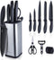 RAXCO 10-in-1 Knife Set - 5 Kitchen Knives and 5 Kitchen Gadgets, Perfect for Small Kitchen (Black)