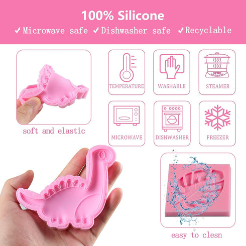 Dinosaur Fondant Silicone Chocolate Molds (7Pcs), Kid's Cartoon Dino Claws Clay Mold for Cake Decorating, Sugar Crafts