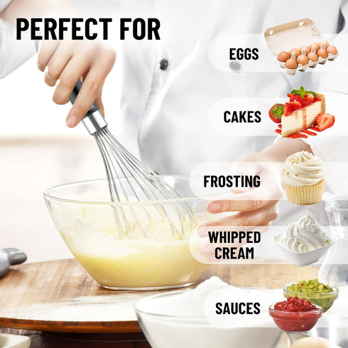 Zulay 11-Inch Stainless Steel Whisk - Balloon Whisk Kitchen Tool with Soft Silicone Handle