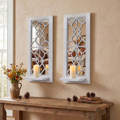 Wood Wall Sconce Candle Holder Set 2, Rustic Wall-Mount Candle Holders, Farmhouse