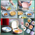 NA 6 PCS 5.7inch Square Lightweight Wheat Straw Plates, Deep Dinner Dishes for Serving Pasta & Fruit (Purple)