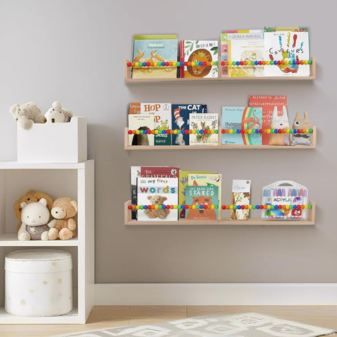 birola Nursery Book Shelves 32 inches Set of 3,Wall Bookshelves for Kids,Nursery Shelves