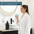 BTIFU 2PCS Countertop 14oz/410ml Glass Mouthwash Dispenser for Bathroom Refillable Mouthwash Bottle with Glass Cup