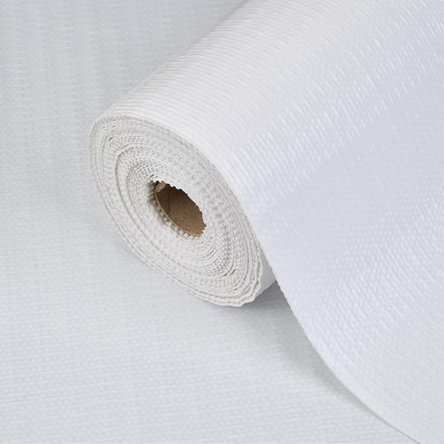 Drawer Shelf Liner for Kitchen Cabinets, Non Adhesive Slip Resistant Paper, Waterproof Washable Mats (White)
