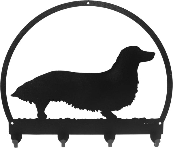 SWEN Products Long Hair Dachshund Metal Key Chain Hanger, Leash Holder
