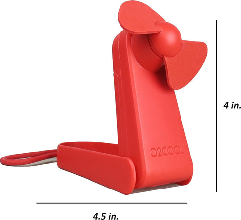 O2COOL Personal Battery Pocket and Table Desk Fan - Carabiner Clip - Flip Down Stand - Quiet - Foam Blades - Red by O2COOL