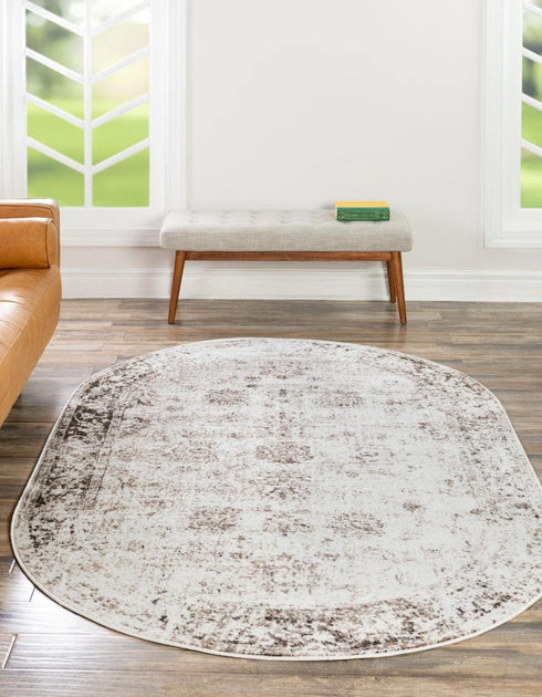 Unique Loom Sofia Collection Area Rug - Casino, 2' x 3' 1" Oval, Beige/Tan