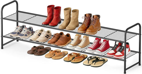 AOODA Long 2 Tier Shoe Rack for Closet Metal Wide Stackable Shoe