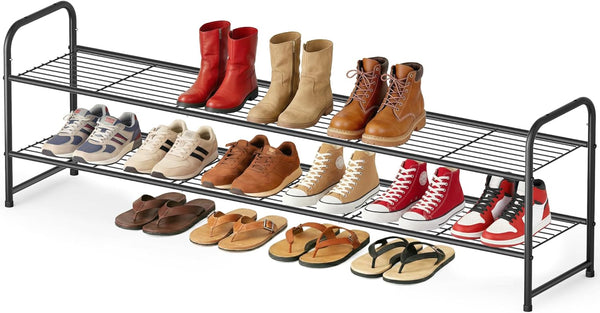 AOODA Long 2 Tier Shoe Rack for Closet Metal Wide Stackable Shoe