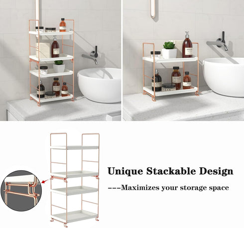 FSyueyun 2-Tier Bathroom Counter Organizer, Tool-Free Installation Vanity Makeup Tray for Skincare and Perfume Storage