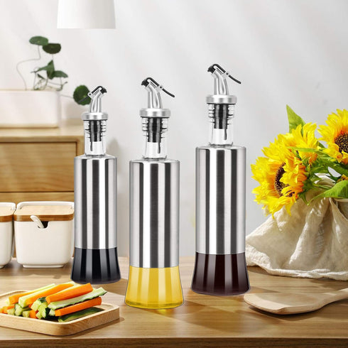 Set 2Pack, 12 Oz (2PCS onlyfire Olive Oil and Vinegar Dispenser - Stainless Steel Oil Bottles Dispenser for Kitchen