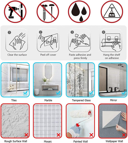 KINCMAX Premium Adhesive Soap Holder for Shower Wall - Drill Free Bar Soap Dish for Bathroom Storage - Stainless Steel