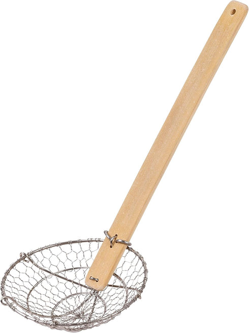 Joyce Chen Kitchen Spider Strainer, Stainless Steel 5-Inch Wire Basket with Bamboo Handle